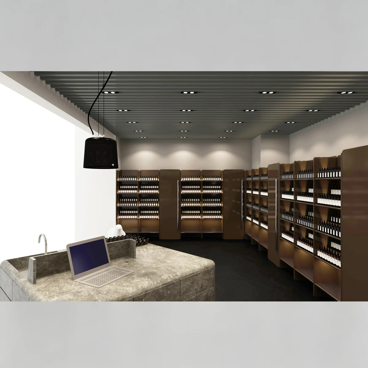 Customizable Full Beauty Store Fixtures with Marble Counter