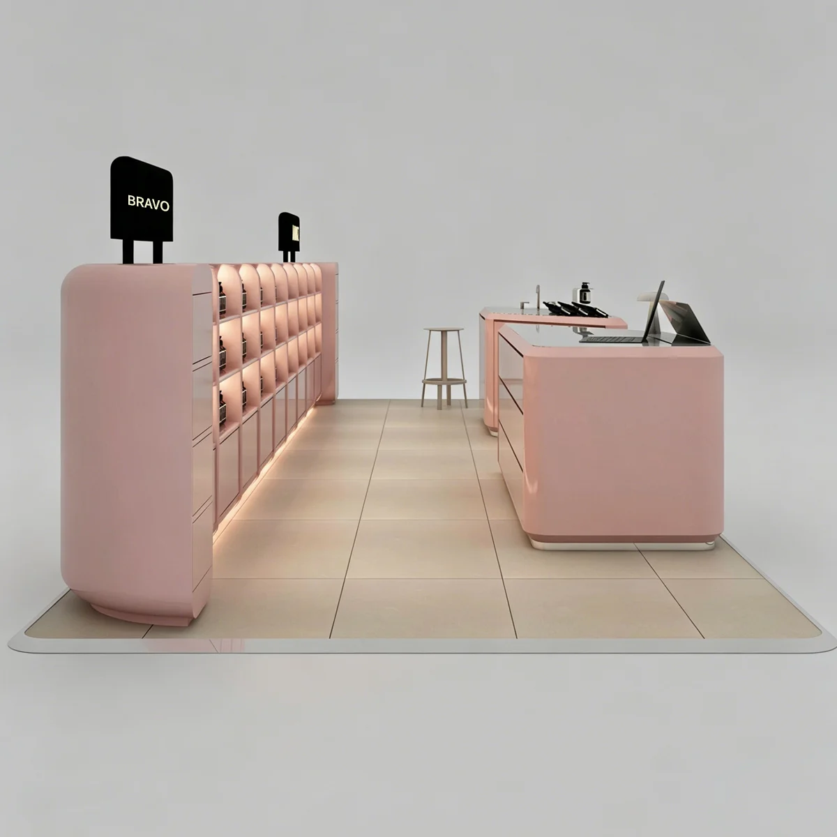 Soft Pink Luxury Cosmetic Store Display Kiosk