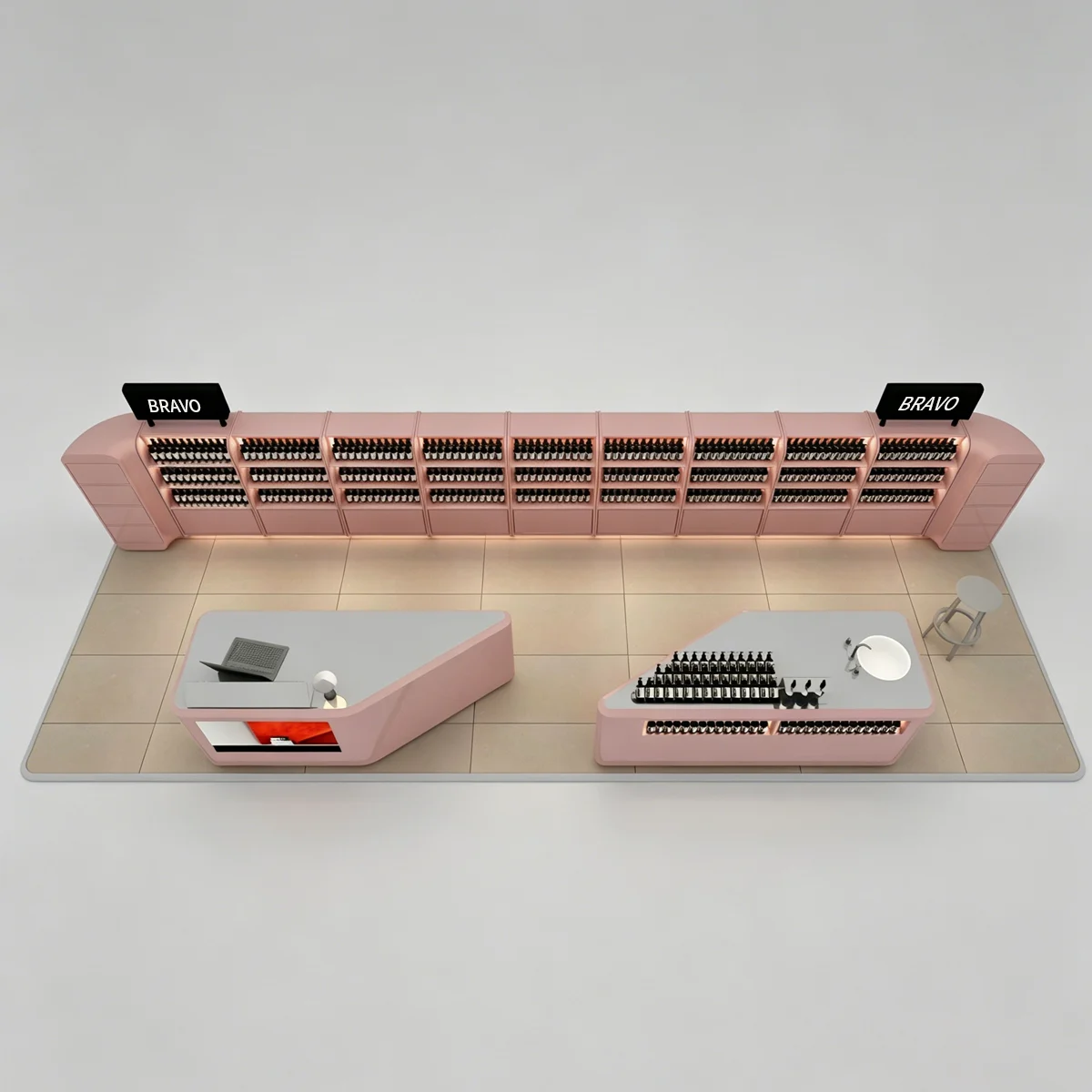 Soft Pink Luxury Cosmetic Store Display Kiosk