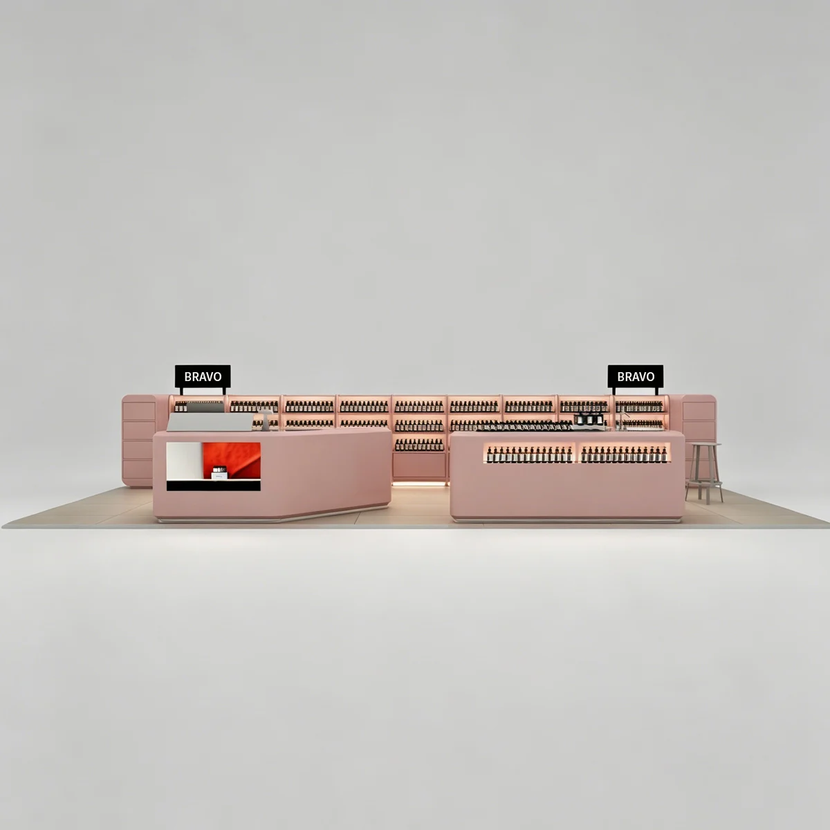 Soft Pink Luxury Cosmetic Store Display Kiosk