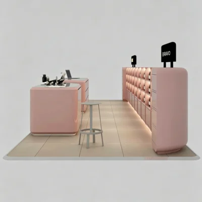 Soft Pink Luxury Cosmetic Store Display Kiosk